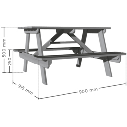 Soulet Kids 4 Seater Grey Wooden Picnic Table with Parasol Hole - Wilko - thumbnail 7