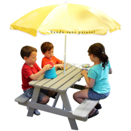 Soulet Kids 4 Seater Grey Wooden Picnic Table with Parasol Hole - Wilko - thumbnail 4
