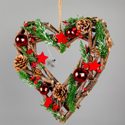 Shatchi Warm White LED Twig Hanging Heart Shape Wreath Red 30cm - Size: 30 x 14 x 1.2cm - Wilko - thumbnail 3