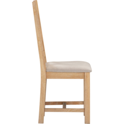 Seconique Windsor Sey of 2 Natural Oak and Oat Fabric Cross Back Dining Chair - Size: Set of 2 - Natural Oak/Oat Fabric - Wilko - thumbnail 6