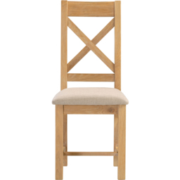 Seconique Windsor Sey of 2 Natural Oak and Oat Fabric Cross Back Dining Chair - Size: Set of 2 - Natural Oak/Oat Fabric - Wilko - thumbnail 4