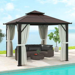 Outsunny 3 x 3m Beige Aluminium Frame Polycarbonate Hard Top Gazebo - Cream - Wilko - thumbnail 1