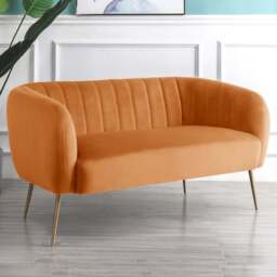 Matilda 2 Seater Orange Velvet Sofa - Artemis Home - Wilko