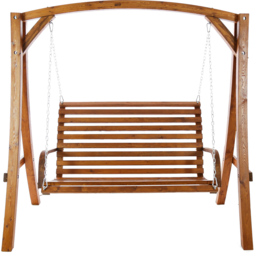 Charles Bentley 3 Seater Wooden Garden Swing Chair - Size: 2 Seater - Cream - Wilko - thumbnail 3