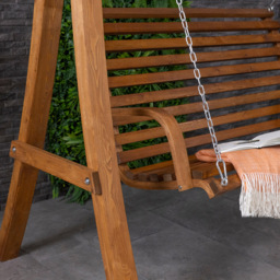 Charles Bentley 3 Seater Wooden Garden Swing Chair - Size: 2 Seater - Cream - Wilko - thumbnail 7