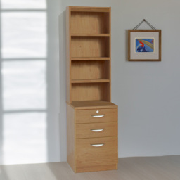 R White Cabinets 3 Drawer 4 Shelf Brown Storage Unit with Hutch - Size: 182.8 x 47.9 x 54cm - Wilko