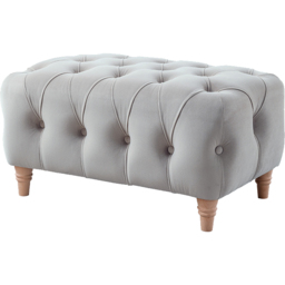 Elsie Chesterfield Chalk Plush Velvet Footstool - Size: 41 x 76 x 53cm - Grey - Wilko - thumbnail 3