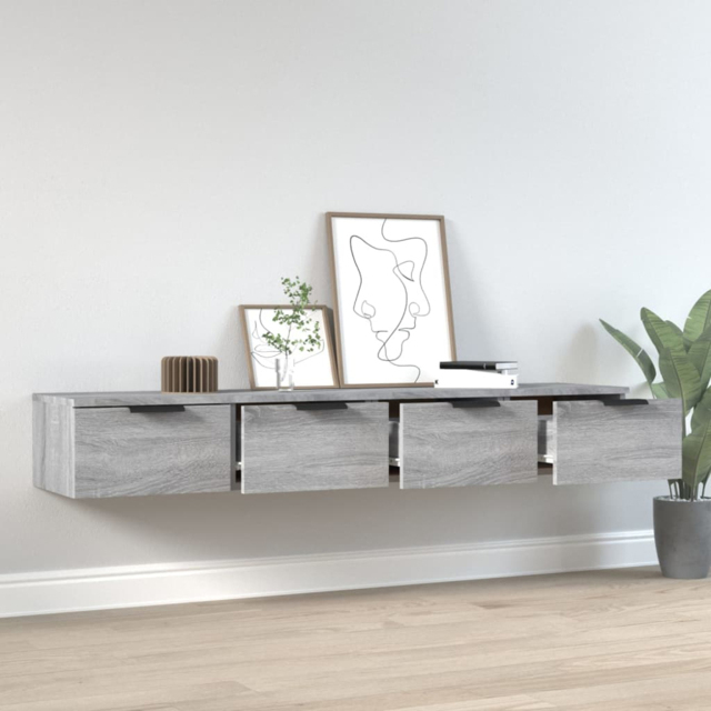 vidaXL 2 Drawer Grey Sonoma Oak Wall Cabinet 2 Pack - Size: 20 x 68 x 30cm - Wilko - image 1
