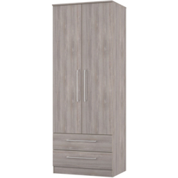 Crowndale Worcester 2 Door 2 Drawer Grey Oak Tall Wardrobe Ready Assembled - Wilko - thumbnail 4
