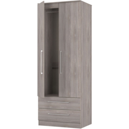 Crowndale Worcester 2 Door 2 Drawer Grey Oak Tall Wardrobe Ready Assembled - Wilko - thumbnail 5