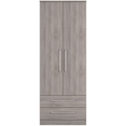 Crowndale Worcester 2 Door 2 Drawer Grey Oak Tall Wardrobe Ready Assembled - Wilko - thumbnail 3