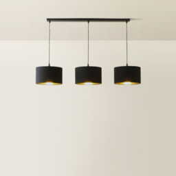 ValueLights Reni Black and Gold Drum Shade 3 Drop Bar Black Diner LED Ceiling Lights - Size: 123.5 x 98 x 25cm - Wilko - thumbnail 6