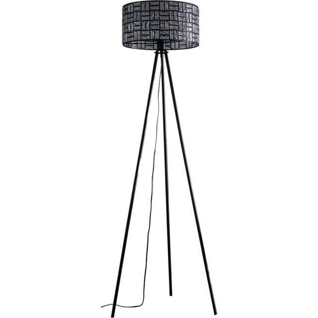 Kliving Bronx Acrylic Glass Drum Shade Black Tripod Floor Lamp - Size: 151 x 50 x 50cm - Multi - Wilko - image 1