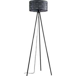 Kliving Bronx Acrylic Glass Drum Shade Black Tripod Floor Lamp - Size: 151 x 50 x 50cm - Multi - Wilko