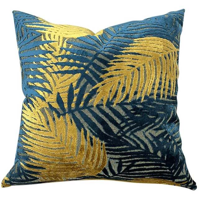 Palm Velvet Cushion - Teal - Wilko