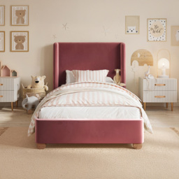 Flair Alma Single Pink Velvet Bed Frame with Winged Headboard - Wilko - thumbnail 6