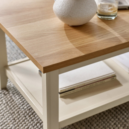 Furniturebox Ezra Oak Veneer Coffee Table with Cream Legs - Size: 100 x 60 x 46cm - Wilko - thumbnail 5