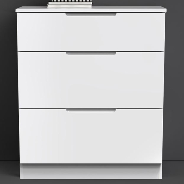 Crowndale Milan 3 Drawer Gloss White Deep Chest of Drawers - Wilko - image 1
