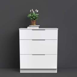 Crowndale Milan 3 Drawer Gloss White Deep Chest of Drawers - Wilko - thumbnail 4