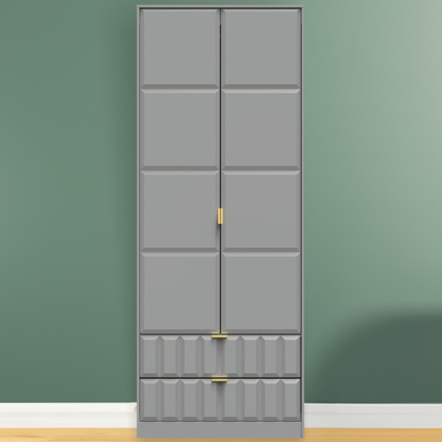 Crowndale Cube 2 Door 2 Drawer Dusk Grey Wardrobe Ready Assembled - Size: 2 Door, 2 Drawer - Wilko - image 1