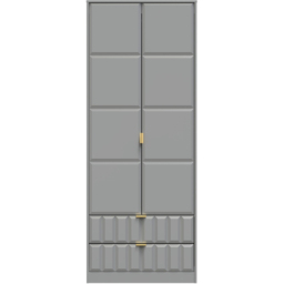 Crowndale Cube 2 Door 2 Drawer Dusk Grey Wardrobe Ready Assembled - Size: 2 Door, 2 Drawer - Wilko - thumbnail 4