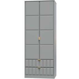 Crowndale Cube 2 Door 2 Drawer Dusk Grey Wardrobe Ready Assembled - Size: 2 Door, 2 Drawer - Wilko - thumbnail 3