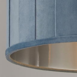 Lighting Collection Pastel Turquoise Velvet Pleat Drum Lamp Shade 30cm - Size: 22 x 32 x 32cm - Pastel Turquoise and Brushed Silver - Wilko - thumbnail 5
