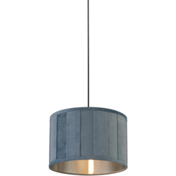 Lighting Collection Pastel Turquoise Velvet Pleat Drum Lamp Shade 30cm - Size: 22 x 32 x 32cm - Pastel Turquoise and Brushed Silver - Wilko - thumbnail 4