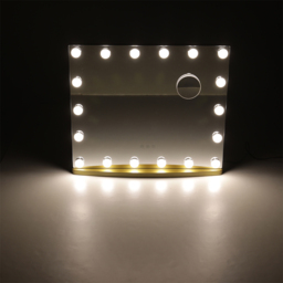 Living and Home White Rectangular Hollywood LED Makeup Mirror with 10X Magnification - Size: 48.5 x 58 x 12cm - Gold - Wilko - thumbnail 3