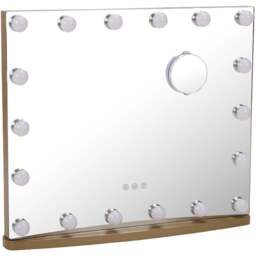 Living and Home White Rectangular Hollywood LED Makeup Mirror with 10X Magnification - Size: 48.5 x 58 x 12cm - Gold - Wilko - thumbnail 1