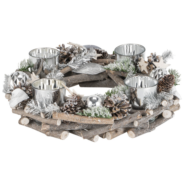 Stars And Silver Bauble Candle Holder - Wilko - image 1