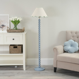 ValueLights Bobbins Green Scallop Shade Powder Blue LED Floor Lamp - Size: 144 x 39 x 39cm - Wilko - thumbnail 6