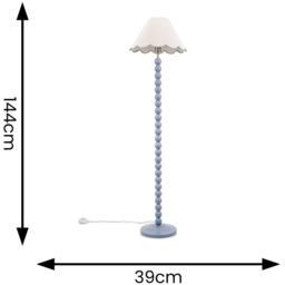 ValueLights Bobbins Green Scallop Shade Powder Blue LED Floor Lamp - Size: 144 x 39 x 39cm - Wilko - thumbnail 7