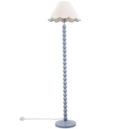 ValueLights Bobbins Green Scallop Shade Powder Blue LED Floor Lamp - Size: 144 x 39 x 39cm - Wilko