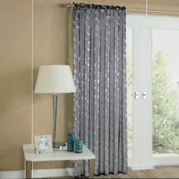 Velosso Geneva Black Foil Flower Voile Panel 150 x 122cm - Size: W 150 x D 122cm - Wilko