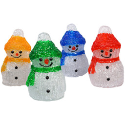 St Helens LED Acrylic Snowmen Christmas Decoration 4 Pack - Size: 9 x 9 x 15cm - Multi - Wilko - thumbnail 3