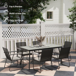 Outsunny 6 Seater Rattan Garden Dining Set Grey - Wilko - thumbnail 7