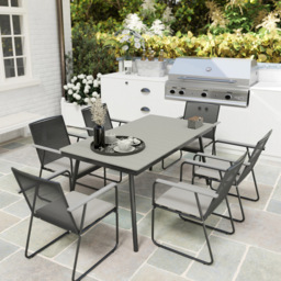 Outsunny 6 Seater Rattan Garden Dining Set Grey - Wilko - thumbnail 6