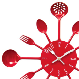 Premier Housewares Red Cutlery Metal Wall Clock 43cm - Size: 43 x 5 x 43cm - Wilko - thumbnail 4