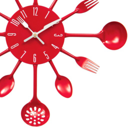Premier Housewares Red Cutlery Metal Wall Clock 43cm - Size: 43 x 5 x 43cm - Wilko - thumbnail 5