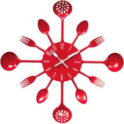 Premier Housewares Red Cutlery Metal Wall Clock 43cm - Size: 43 x 5 x 43cm - Wilko - thumbnail 1