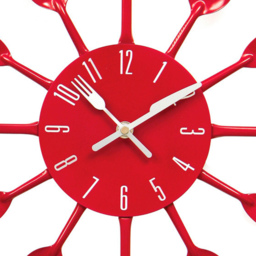 Premier Housewares Red Cutlery Metal Wall Clock 43cm - Size: 43 x 5 x 43cm - Wilko - thumbnail 3