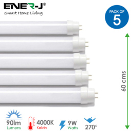 ENER-J Retrofit T8 9W 4000K LED Nano Plastic Tube 60cm 5 Pack - Size: 20 x 20 x 10cm - Wilko - thumbnail 7
