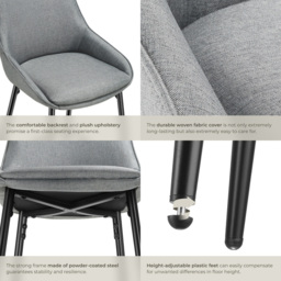 tectake Siera Grey and Black Woven Fabric Bar Stool Set of 2 - Wilko - thumbnail 6