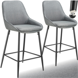 tectake Siera Grey and Black Woven Fabric Bar Stool Set of 2 - Wilko - thumbnail 3