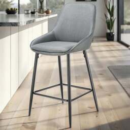 tectake Siera Grey and Black Woven Fabric Bar Stool Set of 2 - Wilko - thumbnail 1