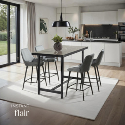 tectake Siera Grey and Black Woven Fabric Bar Stool Set of 2 - Wilko - thumbnail 7