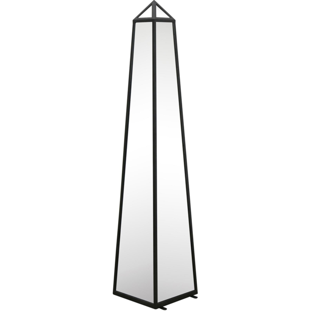 MirrorOutlet The Obelisk Black Metal Edged Mirrored Garden Ornament 100 x 20cm - Size: 100 x 20 x 20cm - Wilko - image 1