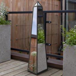 MirrorOutlet The Obelisk Black Metal Edged Mirrored Garden Ornament 100 x 20cm - Size: 100 x 20 x 20cm - Wilko - thumbnail 3