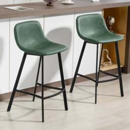 Portland Green Faux Leather Bar Stool Set of 2 - Wilko